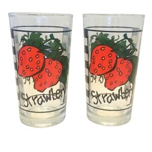 Vintage Pair of Retro Fruit Glasses Strawberry & Grapes - Cottagecore